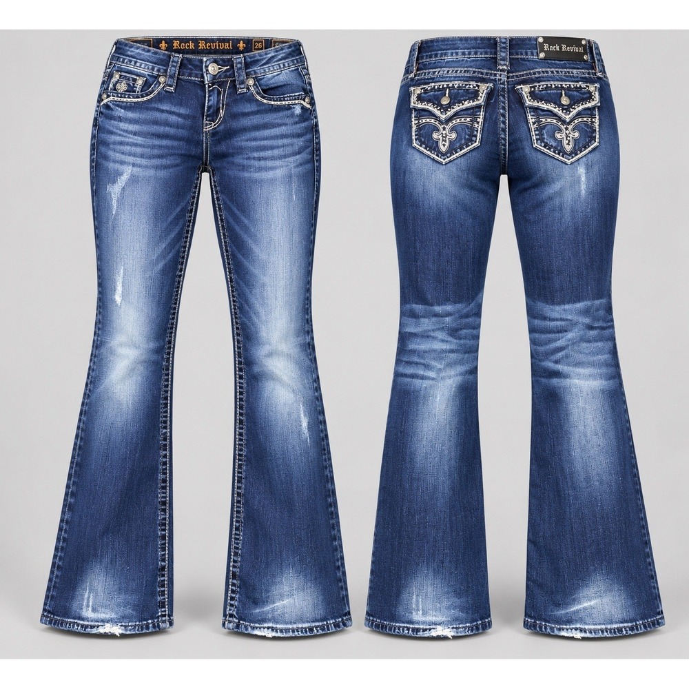 Rock Revival Jeans Womens 26x29 celine medium boot Rhinestone embroidered Y2K